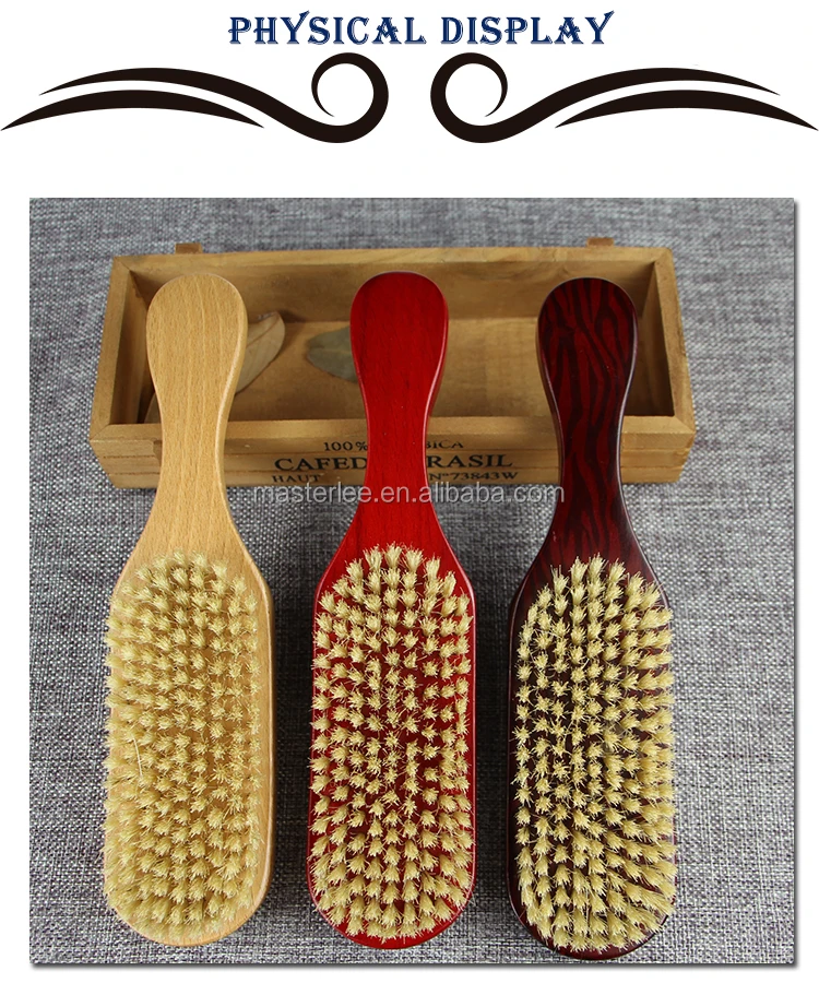 

Masterlee hot sale S-shape comb Customized logo wooden hair brush beard brush with handle, Three colors