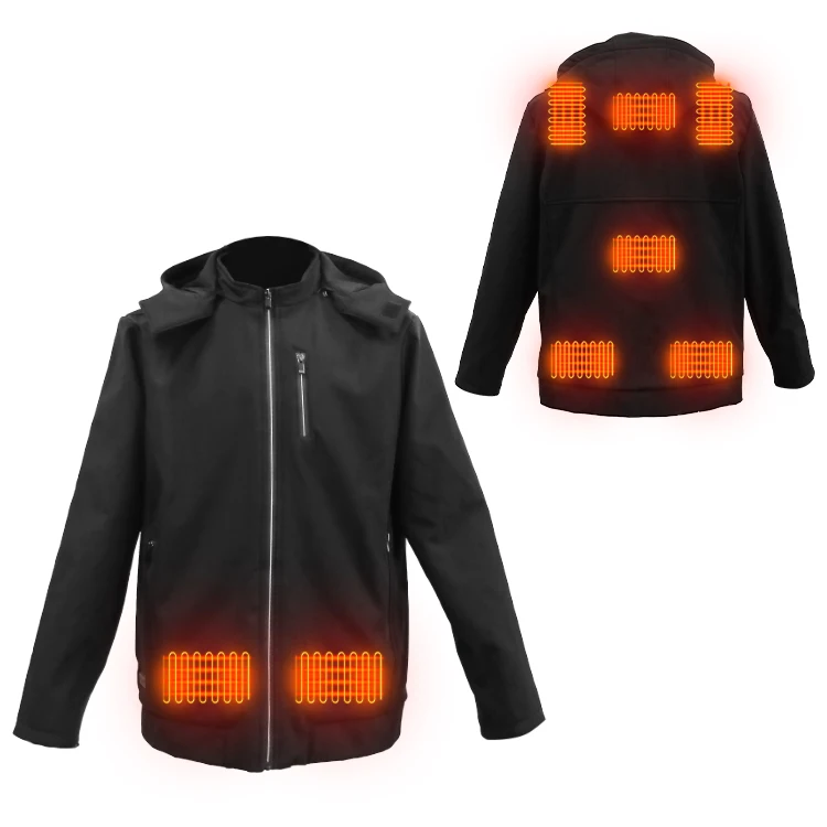 

8 heating zones carbon fiber thermal electric smart rechargeable batteries heated clothes jacket with hoodie for women men, Black/ blue/pink/khaki(oem