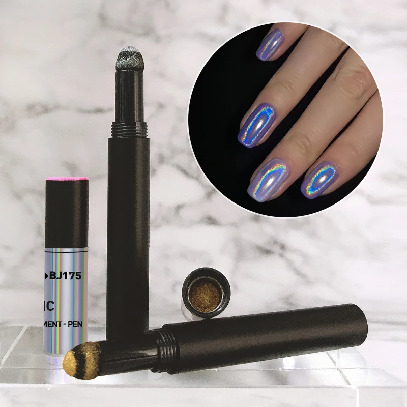 

2 Colors-Holographic Laser Gold Laser Silver Chrome Air Cushion Nail Powder Pen