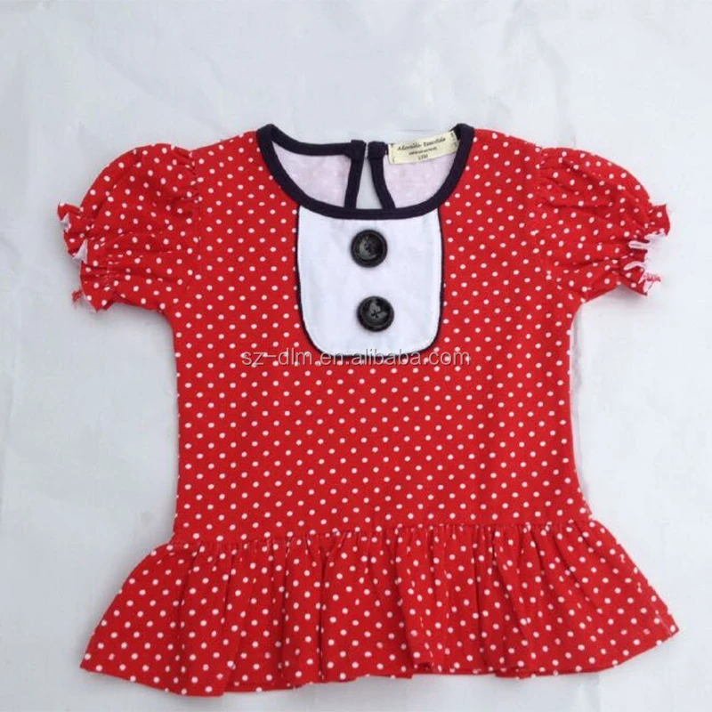 

Hot selling short sleeve dot tunic baby ruffle girls tops and t shirt kids girls fashion tops 2020, Clover print or custom
