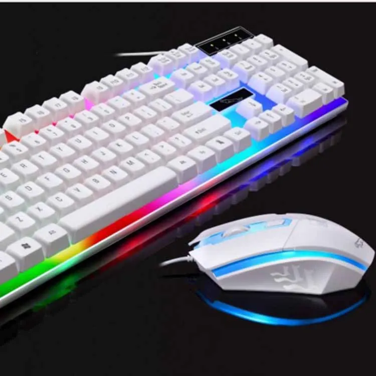 

USB Wired 104 Keys RGB Backlight Ergonomic Gaming Mouse Keyboard Combos Set, Black white