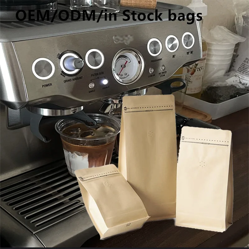 

Flat bottom coffee bag with valve wholesale packaging bag