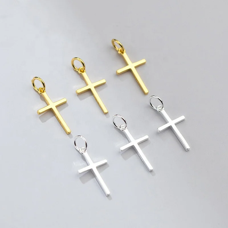 New Fashion Jewelry 925 Sterling Silver Fashion Cross Pendants & Charms for Necklace Jewelry Making