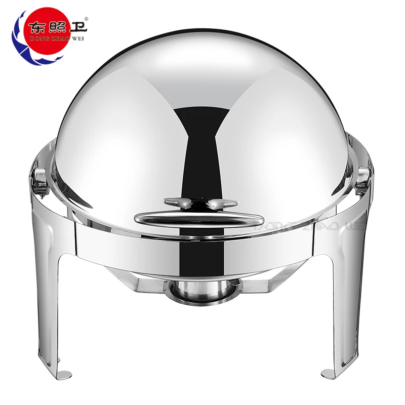 

Hotel 201 Stainless Steel Commercial Round Chafing Dishes Silver Food Warmer Sliver Roll top Chafing Dish With Handle