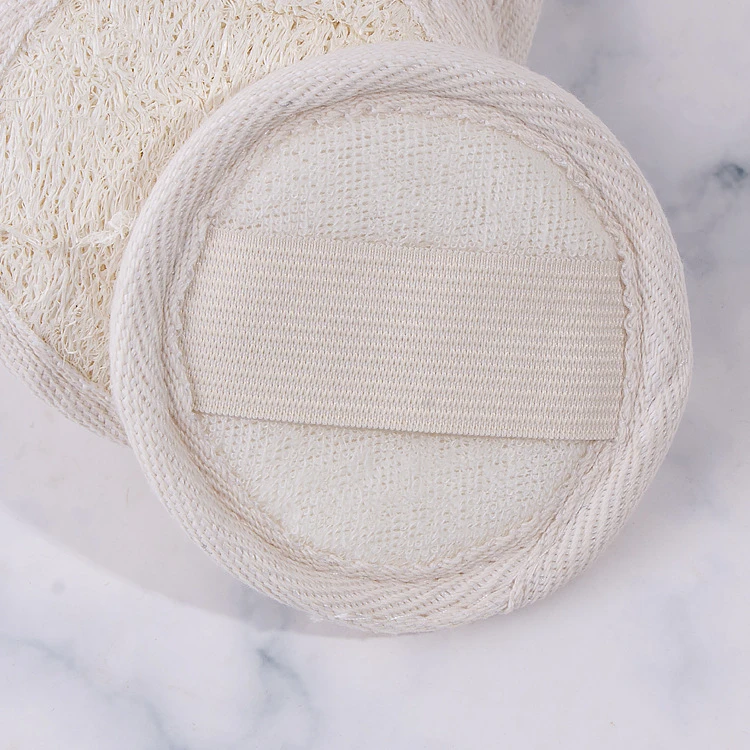 

10cm Face Massage Cleaning Natural Loofah Mitt Make Up removal pad Good Quality, Beige/white