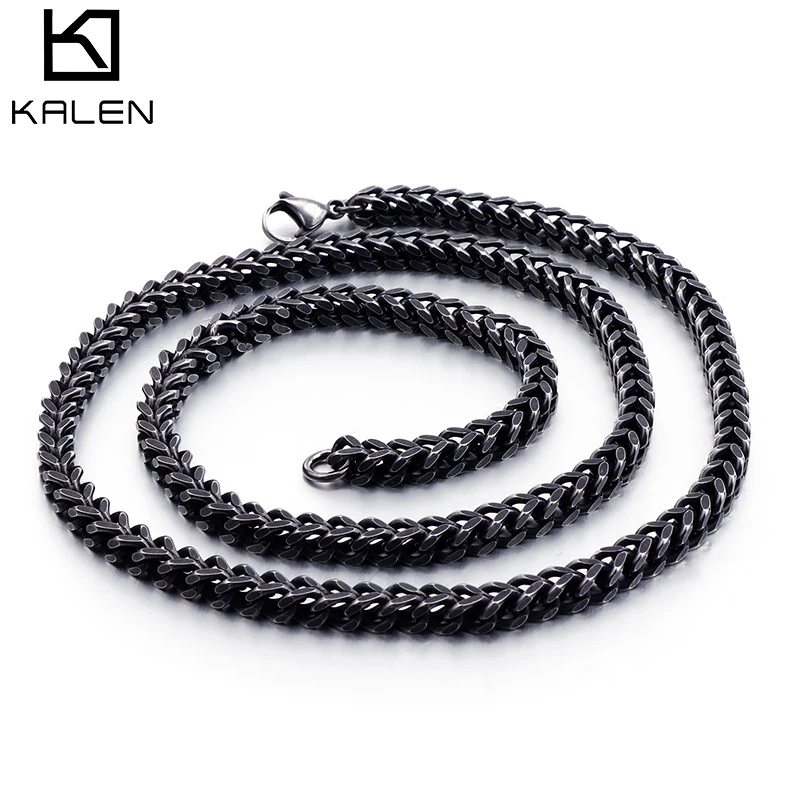 

KALEN 660*5mm Vintage Black Heavy Link Chain Long Necklace For Men