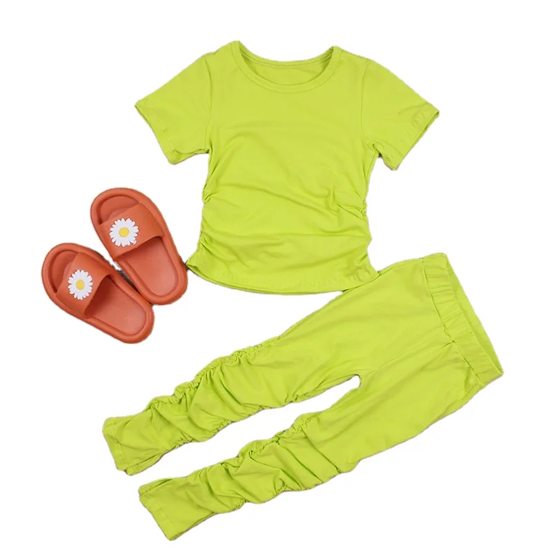 

2022 latest design unisex summer and autumn children stacked suit children jogging suit short sleeve clothing suit, As photo