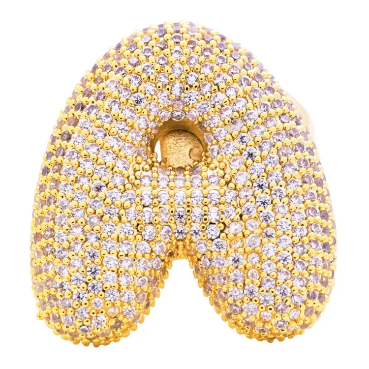 

High Quality Bling Luxury Ring Hip Hop Jewelry 18k Gold Plated 26 Letter Couple Ring
