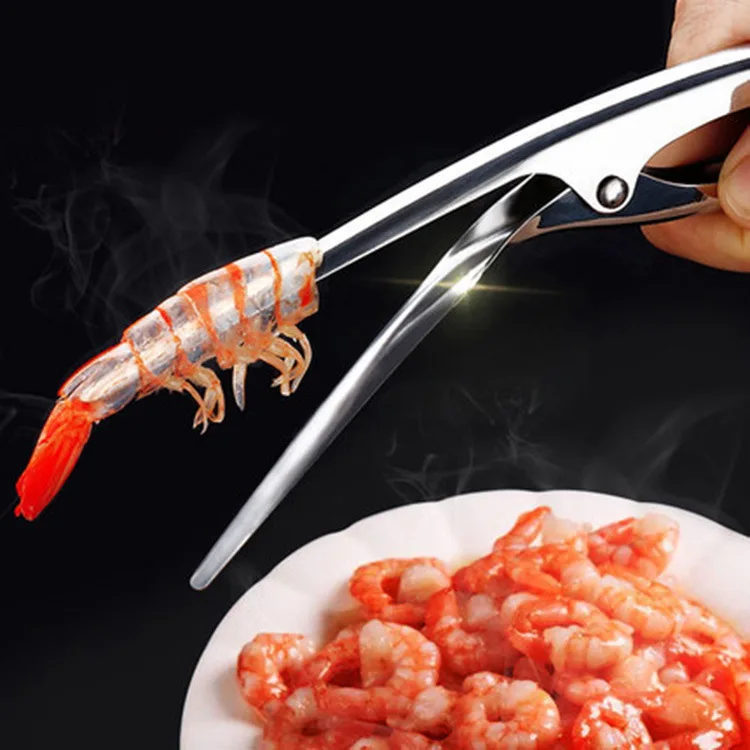 

A2420 Stainless Steel Smart Peeler Kitchen Tools Easy Crayfish Husking Peeling Opener Plier Peel Shrimp Clamp, As pic