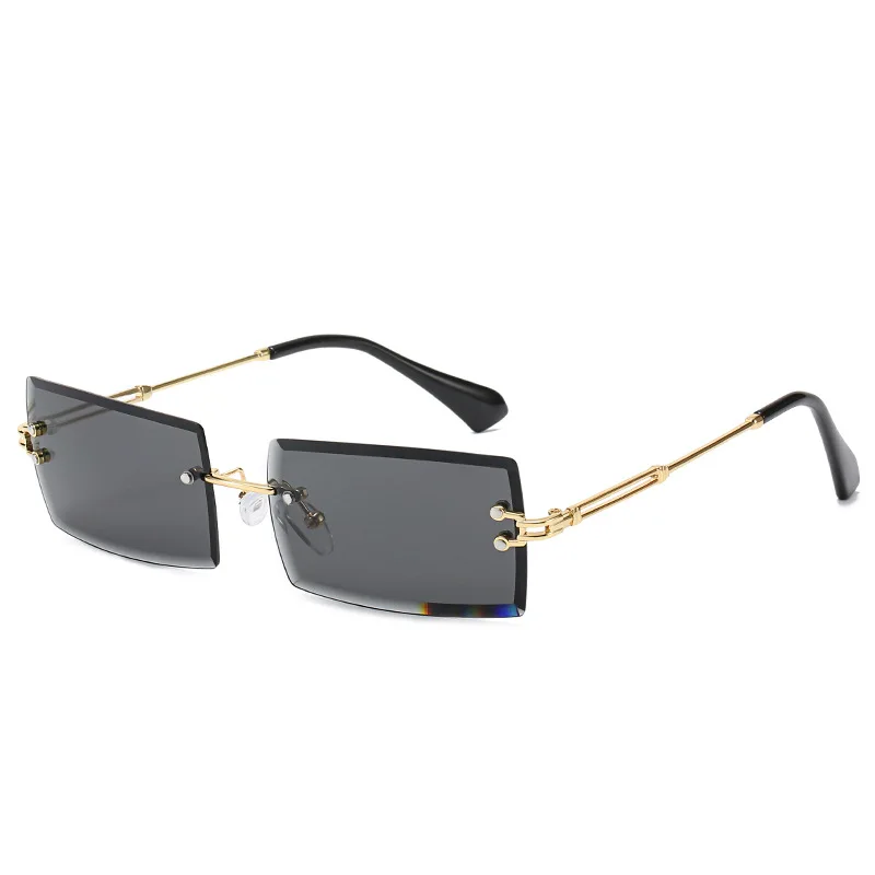 

Square Women 2020 Gradient Rectangle Luxury 2021 Brand Fashion Small Oversized Se Rimless Sunglasses For Men