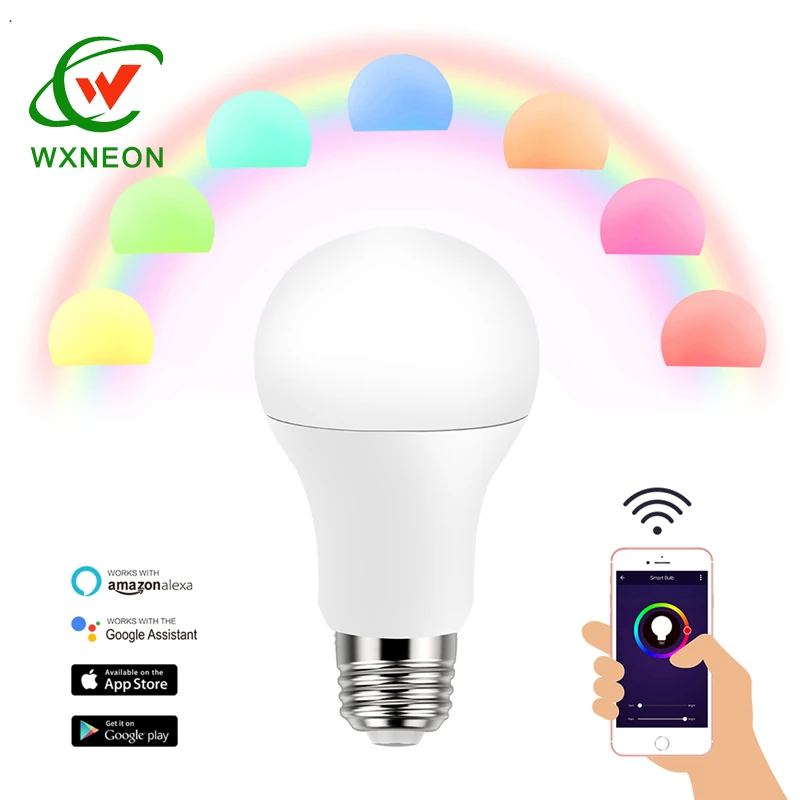 A60 E27 9W Energy Saving LED WiFi Smart Bulb Compatible with Alexa and Google Assistant