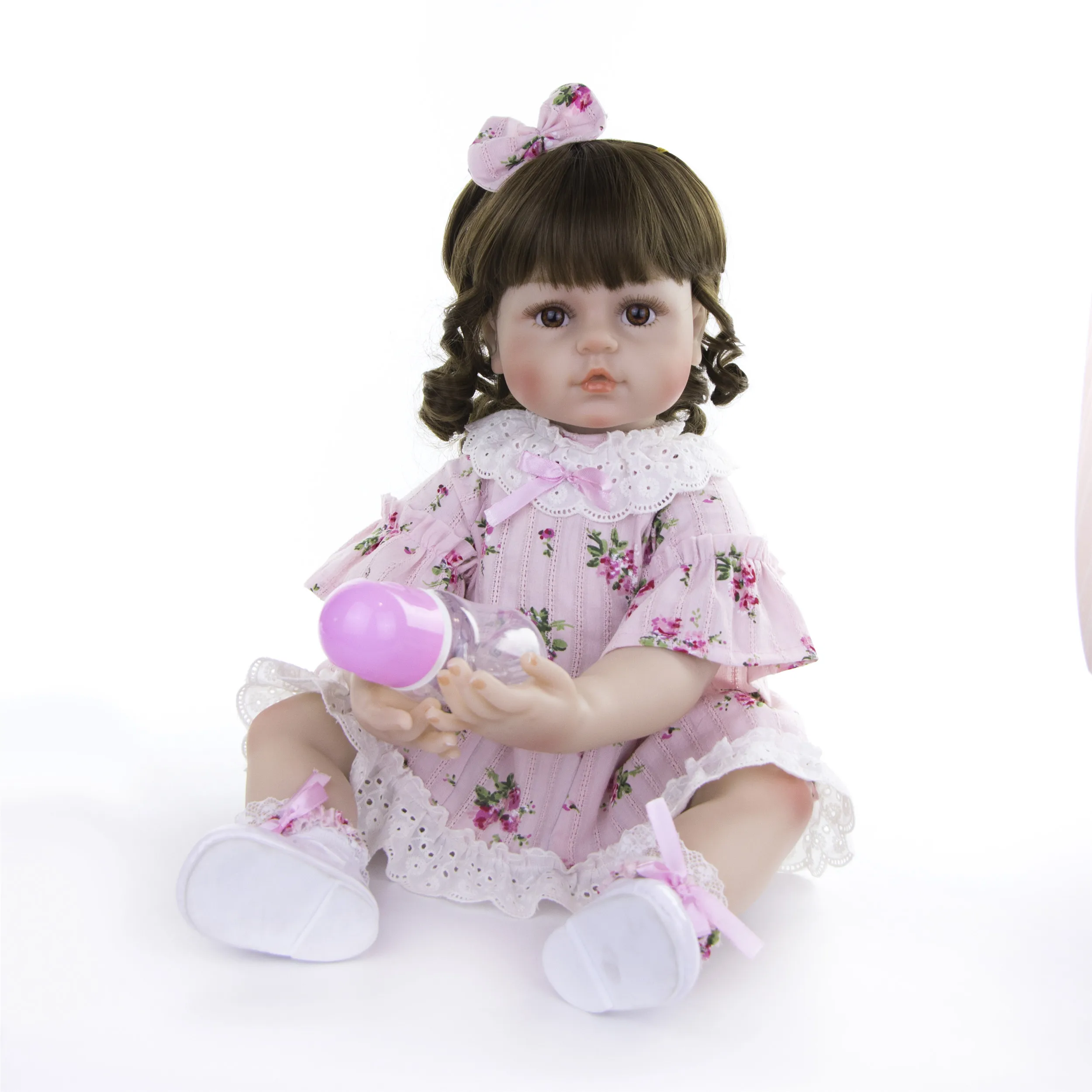 

KEIUMI Baby Reborn Realista Girl Doll 24 inch Soft Silicone Reborn Bonecas with Curly Hair Kids Bedtime Playmate Surprise Gifts