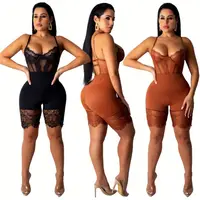 

A100234 latest design spaghetti strap lace corset sexy Print Fashion Sexy Women Jumpsuits