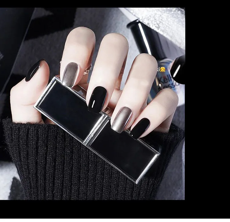 

Popular Sales black bling press on nails with nail glue for press on nails