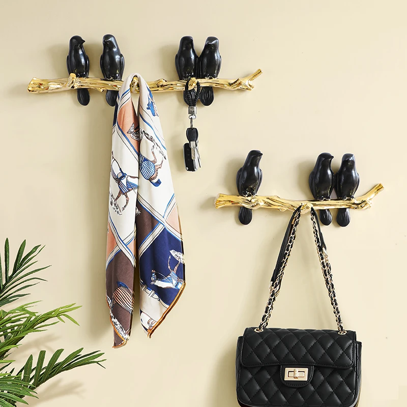 

Resin Bird key home decor bag clothes coat towel hooks for ornament hat handbag holder wall hanger decorative