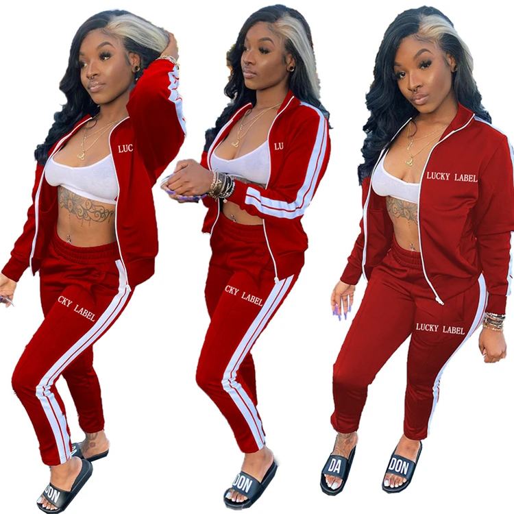 

Sweatpants Lucky Label Joggers Two Piece Sets Womens Clothing Long Sleeve 2 Piece Pants Set Ladies Sweat Suits