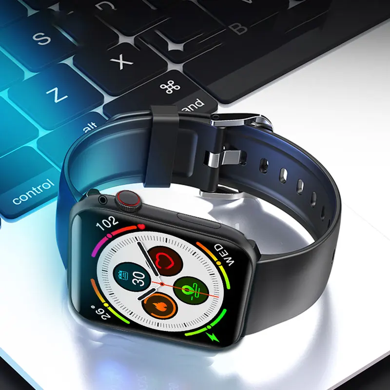 

2020 New Amazon best selling body temperature smart watch pedometer heart rate smart bracelet reminder sports bracelet, Black and silver