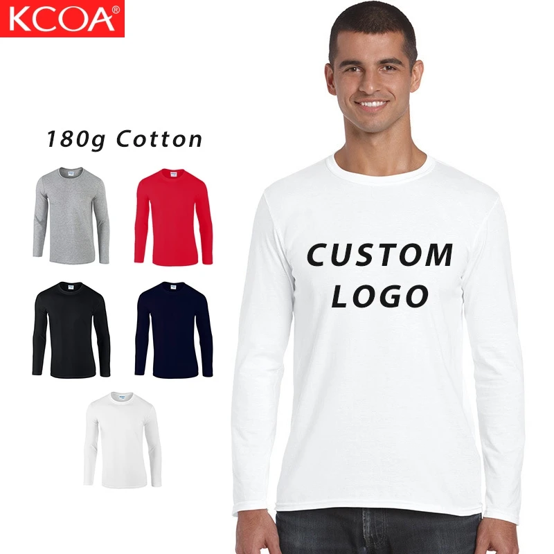 

Ready To Ship Plain Custom Logo Tshirt Long Sleeve T Shirts For Men, 5 colors or custom colors
