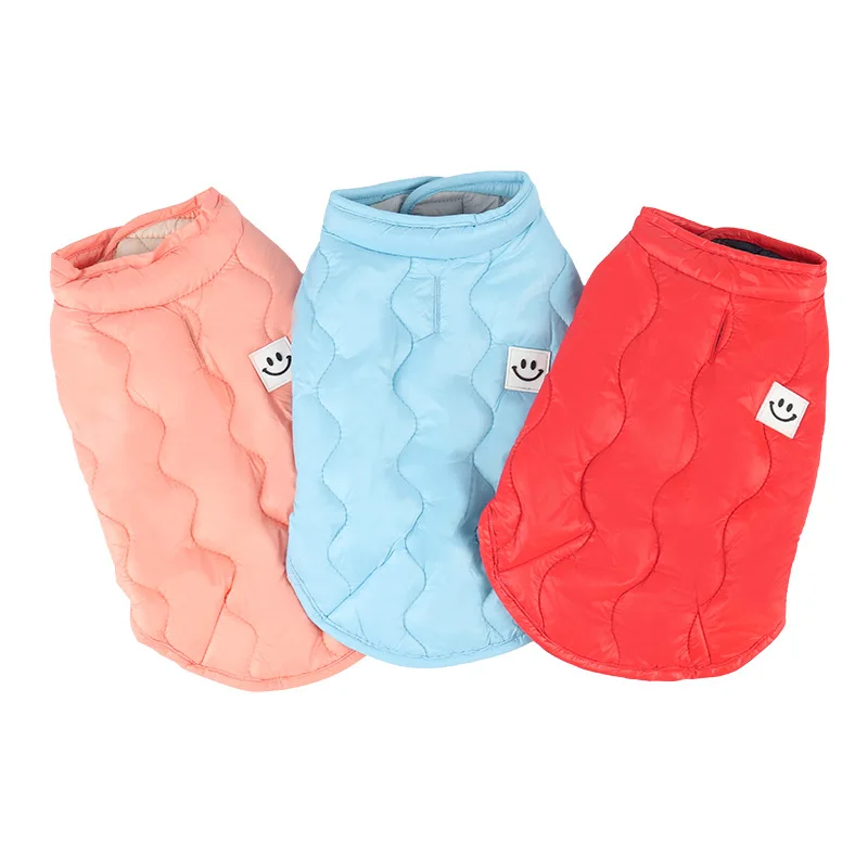 

Simple Casual Pp Cotton Pet Vest Autumn And Winter Smiling Face Plus Velvet Vest Dog Clothes, Picture showed