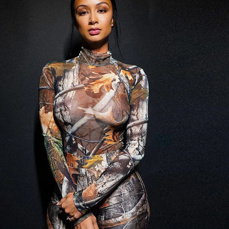 

FREE SAMPLE JHTH 2021 hot sale new fashion printed long-sleeved jumpsuit and legging pants casual suit