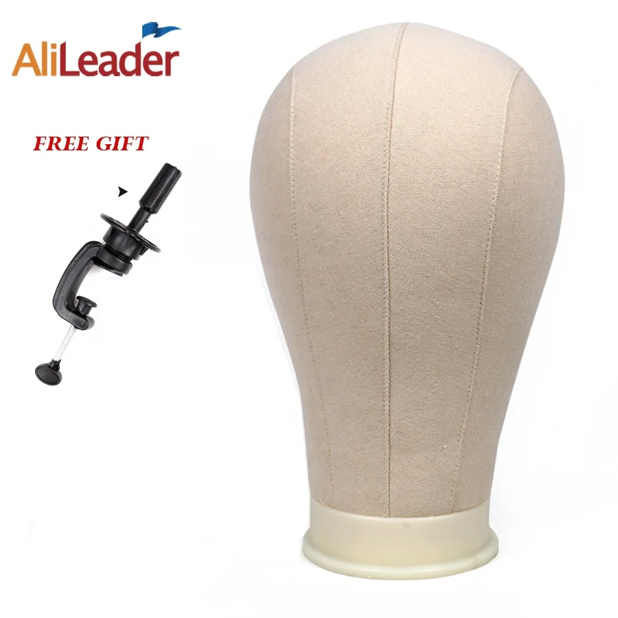 

AliLeader Top Selling Wholesale 21"-25" Wig Stand Canvas Block Mannequin Head for Wigs Making Tools, White canvas block head