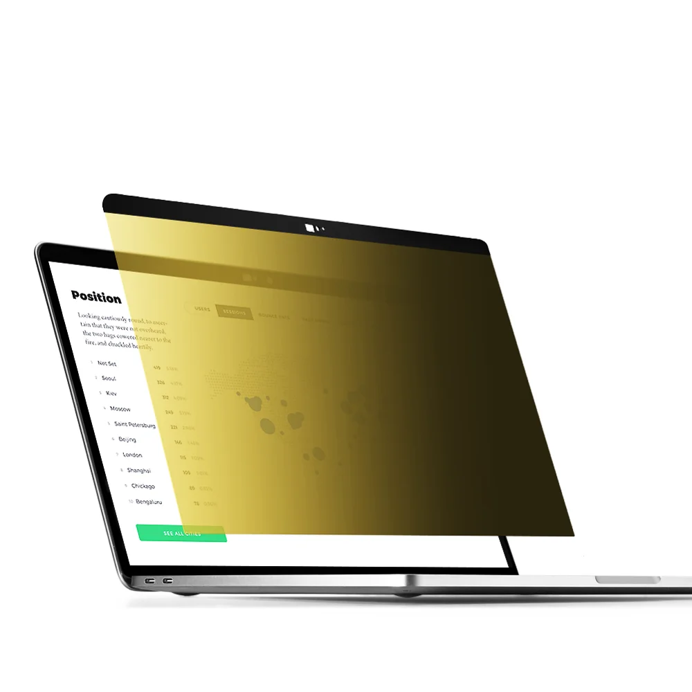 

#Patented Item # Gold Magnetic Removable Privacy Filter with webcam for MacBook Pro 15