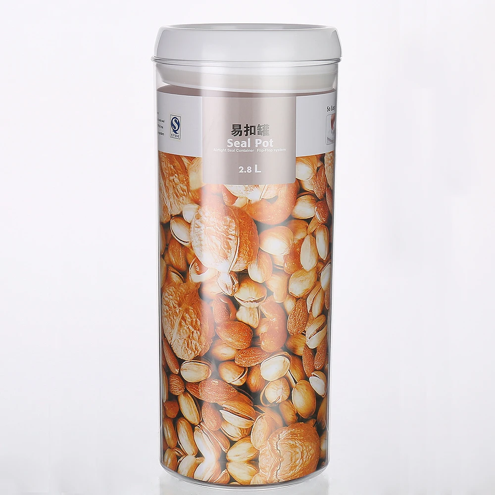 2.8L Portable Kitchen Storage Food Box Large Round Food Cereals Plastic PP Airtight Food Storage Containers
