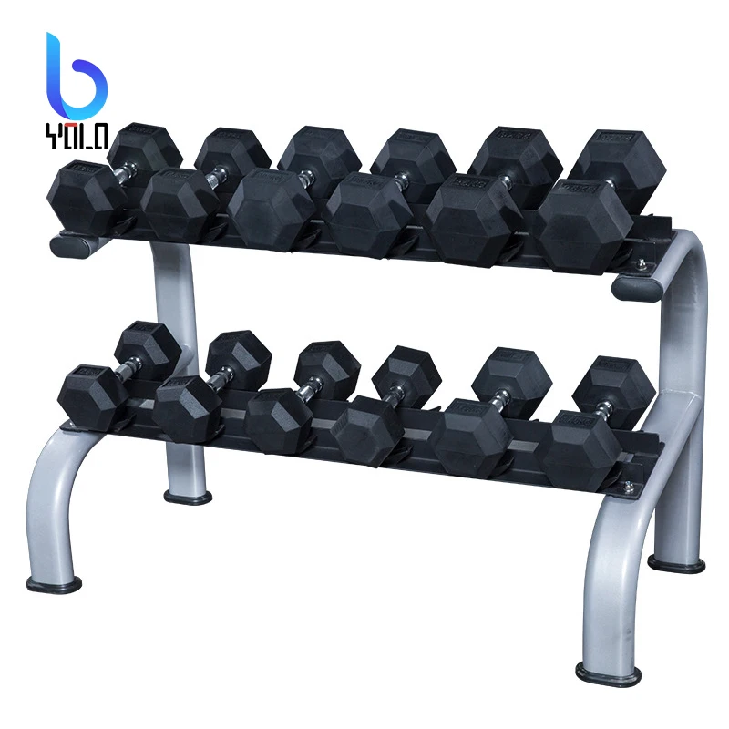 

2020 Hot selling hexagon dumbell dumbbell hex logo customized rubber hex dumbbells set