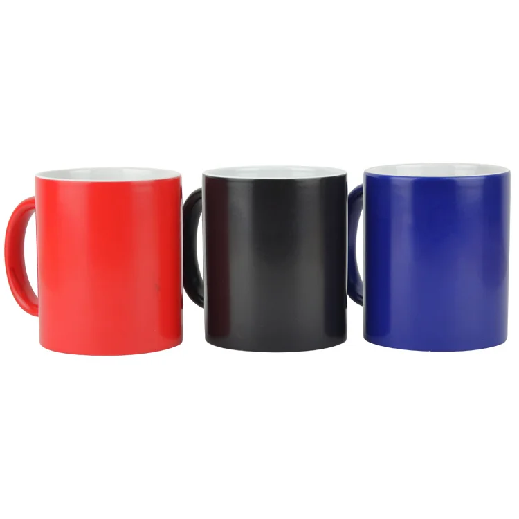 

factory wholesale whole color change magicl custom semi-sanding coating cup sublimation mug, Black,blue,red