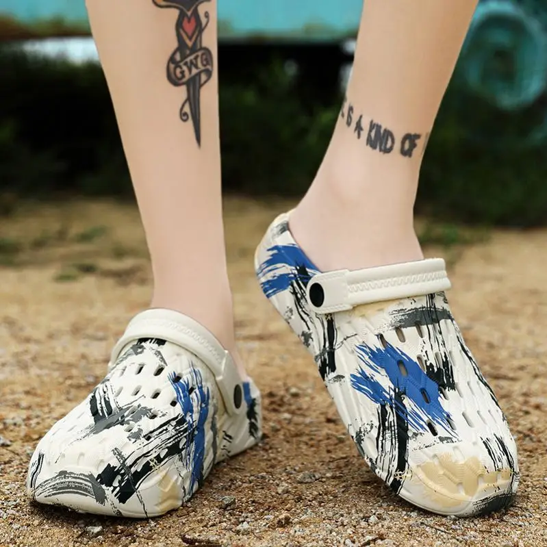 

2021 summer custom eva clogs Graffiti footwear outdoor beach shoe slippers with logo slide men sandals sports, Colour