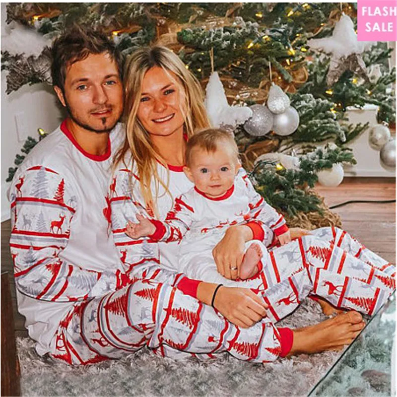 

Matching Family Christmas Pajamas Boys Girls Tree Jammies Children PJs Gift Set Dad Mom Baby Kids Xmas Party Clothes, Picture show