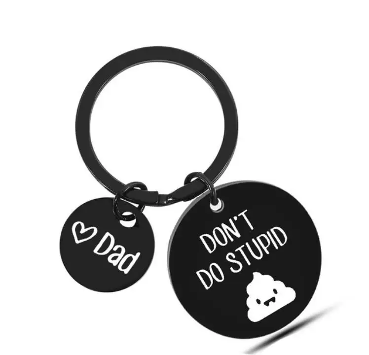 

Stainless Steel Don't Do Stupid Key chain from Mom Dad Black Keychain Gift for Son Daughter