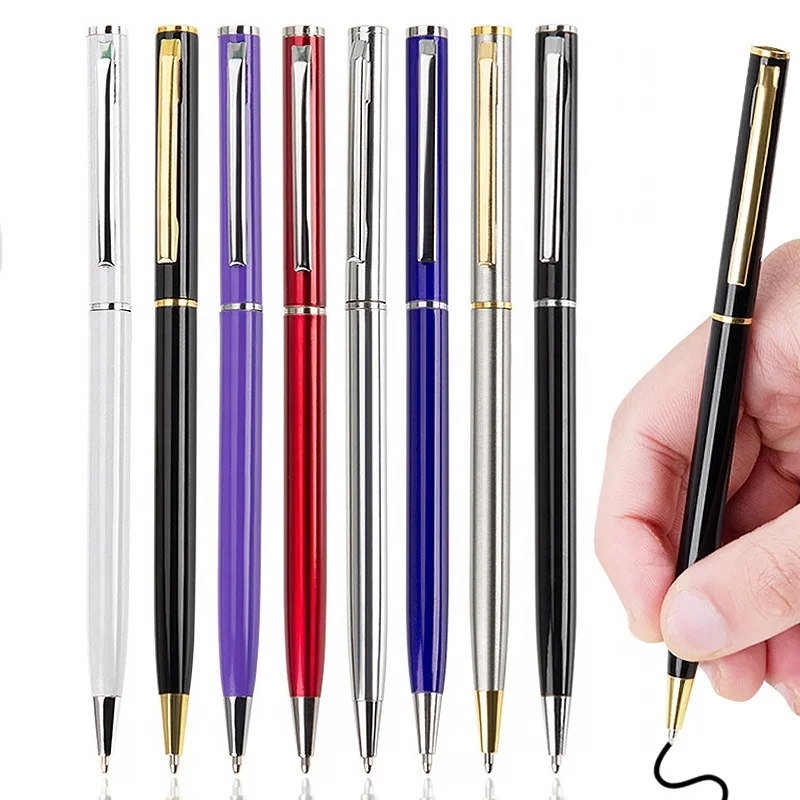 

To promote multi-color custom LOGO slim metal ballpoint pen for hotel meetings