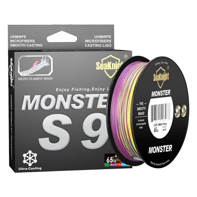 Seaknight Monster 500M Super 9 Strands Braid Multifilament Fishing Wire S9 Strands Braided PE fishing line, 6 colors