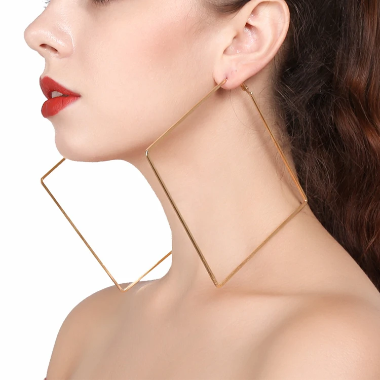 

Wholesale Hot Sale 140mm Big Gold Square Earrings Jewelry Silver Plated Earrings