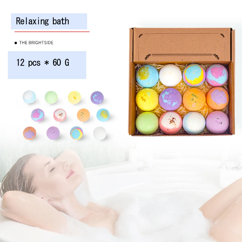

Factory OEM Private Label 12 Pcs Packing Gift Set Bubble Vegan Natural Organic Colorful Money Fizzy Bath Bombs