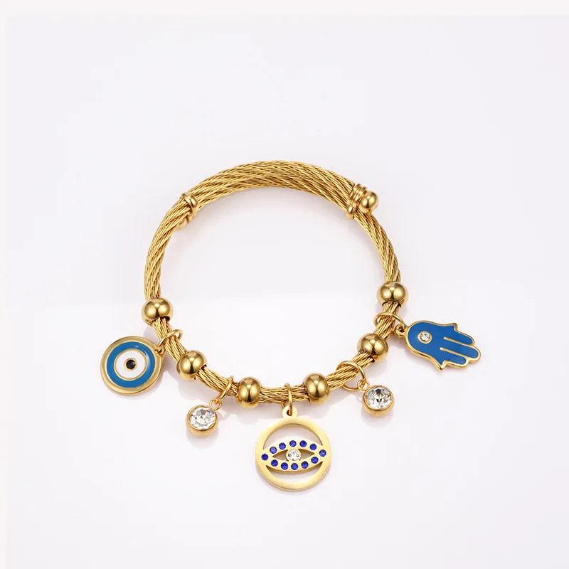 

MSYO Amazon Turkey 18k Gold Stainless Steel Blue Eyes Bracelet Fashion Jewelry Pull Bracelet