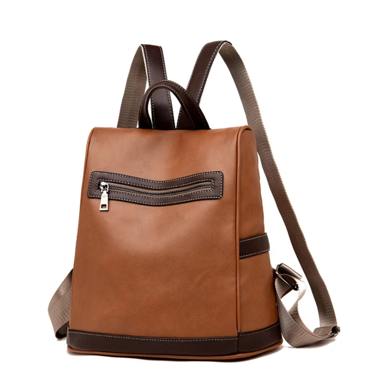 

Solid Genuine Leather Backpack Bag Woman Designer School Bag Leather Custom Print Backpack, Picture