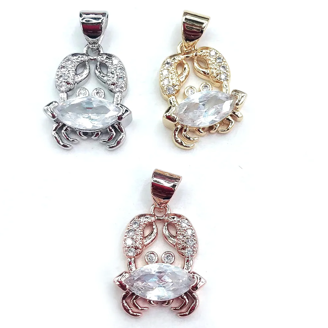 

Multicolor Micro Pave Cubic Zircon Pendant Gold Plating Crab Pendant