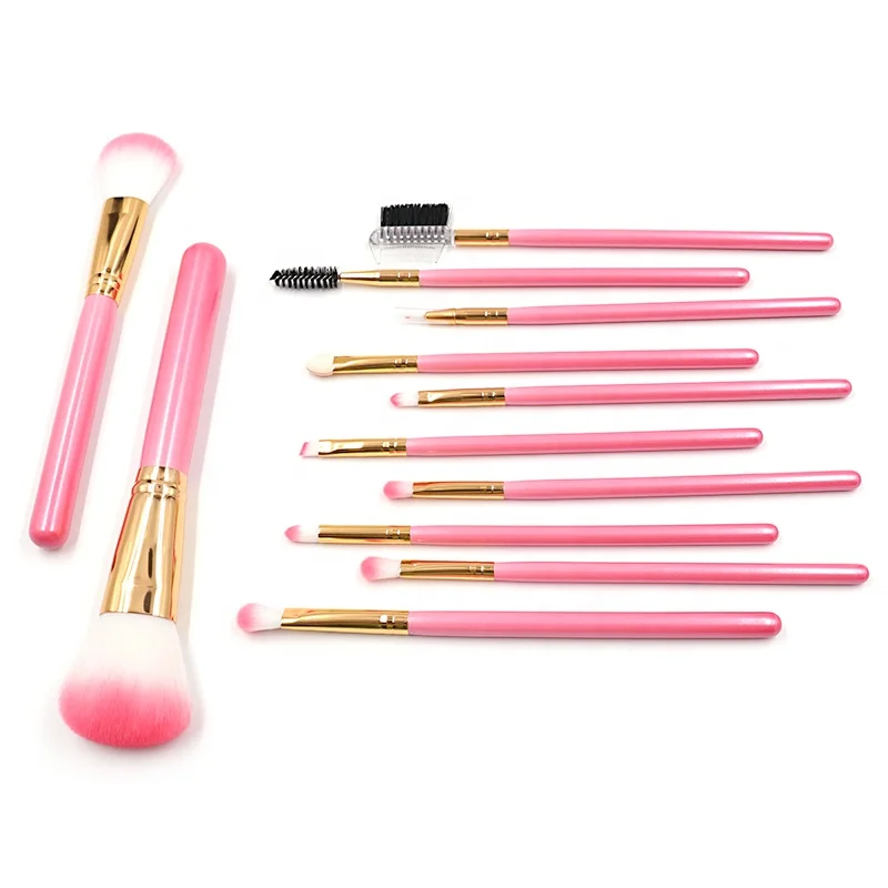 

Pink Makeup Brush Sets 12Pcs Makeup Kits Wood Handle 2022 Amazon Top Seller Wholesale Oem Shenzhen Foundation Make Up Brushes, Customized color