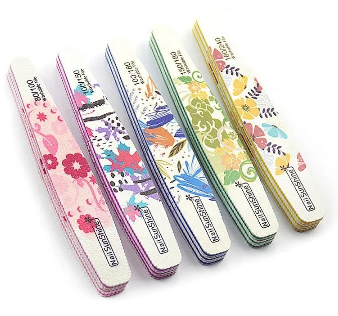 

Korean Flower Pattern Nail File 80/100/150/180/240 Washable Polishing Sanding nail Buffer Manicure Pedicure Tool