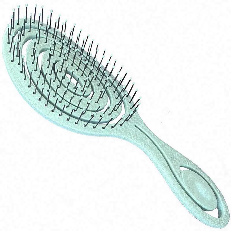 

Eco friendly Biodegradable Wheat Straw Plastic Egg shape tangle tezer Detangling Scalp massage Hair Brush for curly hair, Black