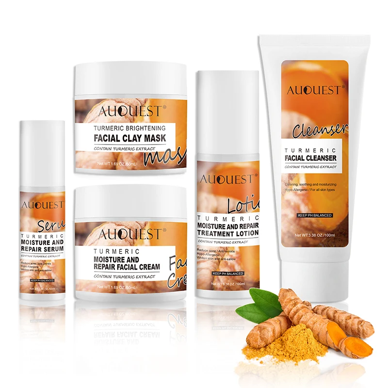 

Private label natural organic turmeric mask skin care series repairing moisturizing anti acne brighten cosmetic set