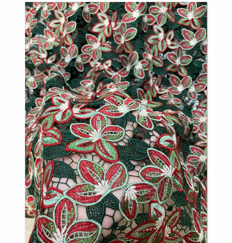 

African chemical Nigeria guipure embroidery cord african lace fabrics for dress garments wedding