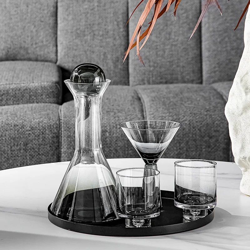 

Minimalist Home Creative Decoration Interior Accessories Grey Glass Decanter Set