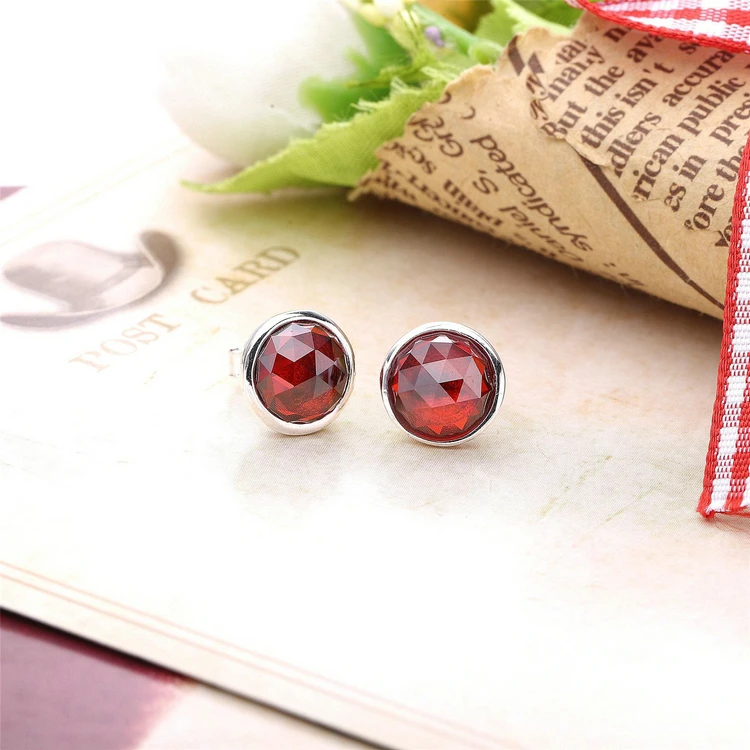 

Fashion elegant birthstone sterling silver stud earrings women, Silver color