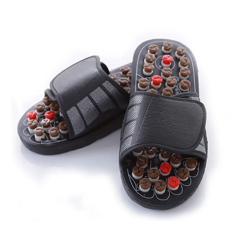 

Acupressure Massage Slippers Therapeutic Reflexology Sandals Foot Acupoint Massage Shiatsu Arch Pain, White and black