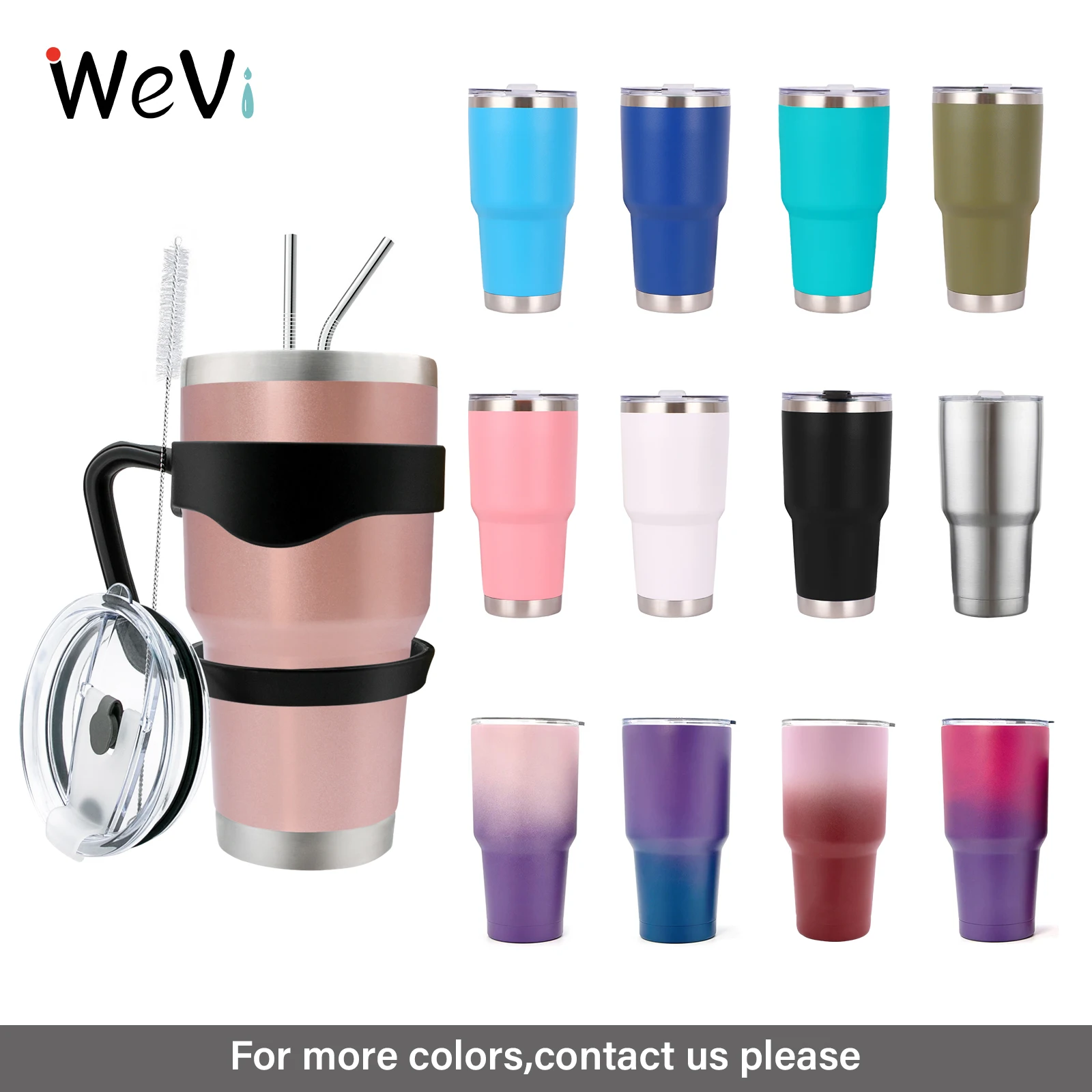 
WeVi Wholesale Custom 20oz Stainless Steel Tumbler Cups in Bulk Double Walled Travel Tumbler,Coffee Tumbler Cups With Lid Straw 