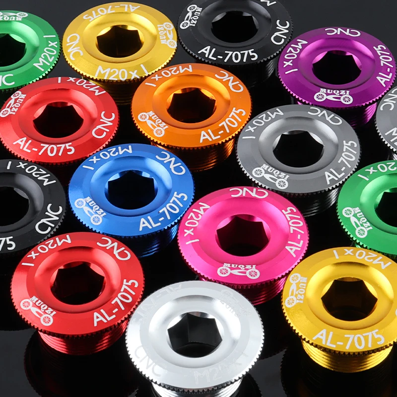 

MUQZI MTB Bike Aluminum Alloy M20 Crank Cover Cranket Screw CNC Bicycle Crank Cover Bolt 10 Colors