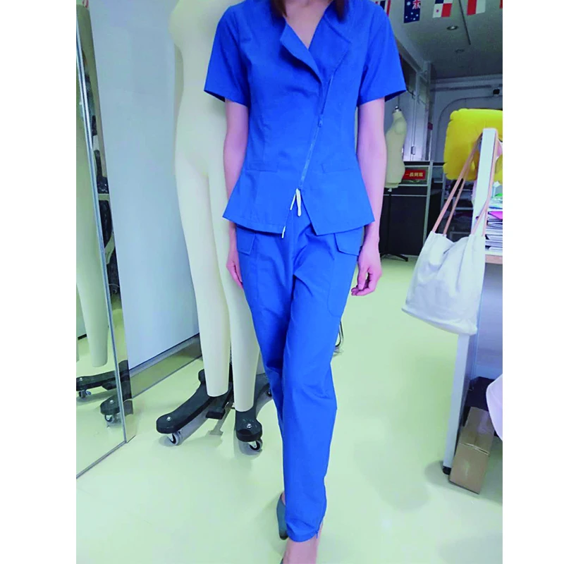 

Close fitting spandex elastic Custom Design short sleeve nursing scrubs uniforms Nurse scrub suit nursing